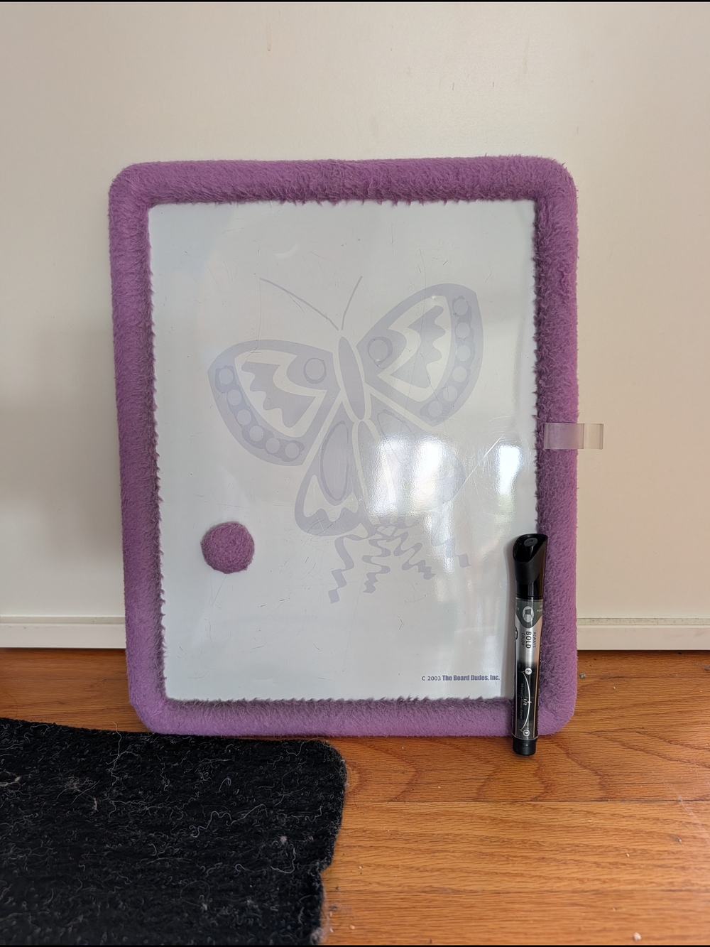 Purple Whiteboard With Butterfly Background (Includes Dry Erase Marker)